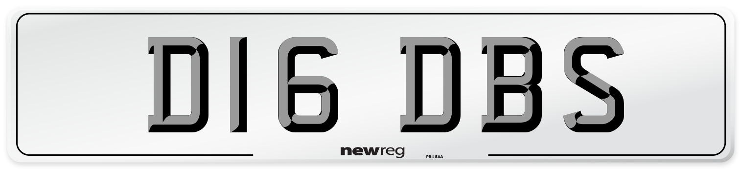 D16 DBS Number Plate from New Reg